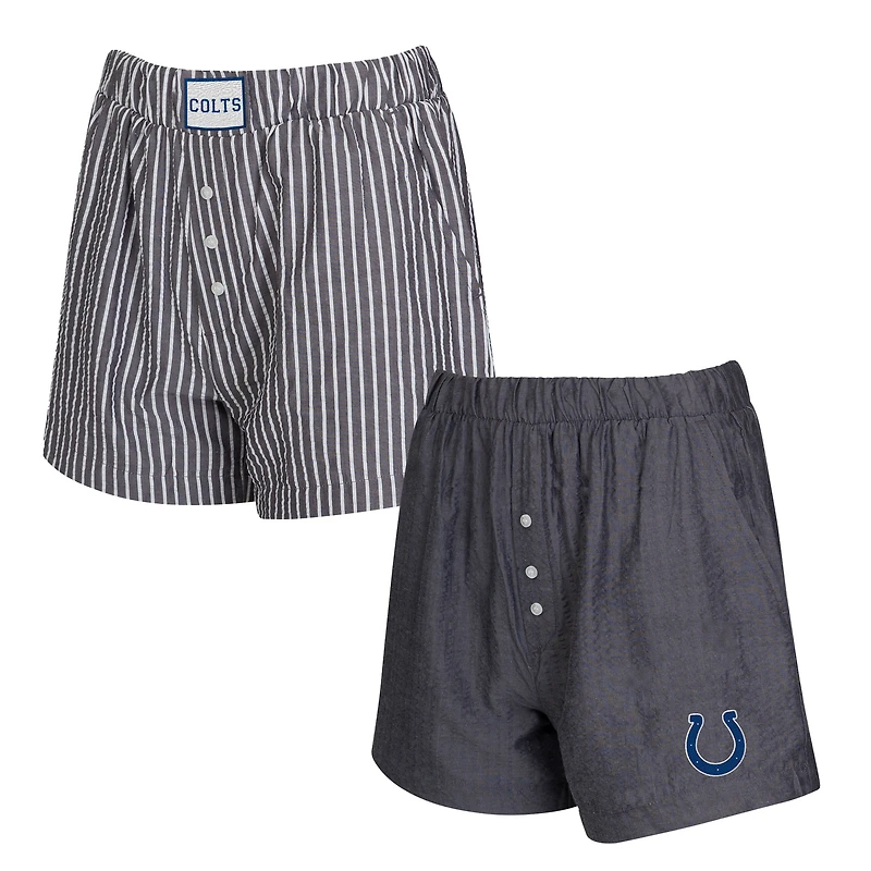 Ensemble de deux boxers à rayures et imprimés unis pour femme Concepts Sport Charcoal Indianapolis Colts