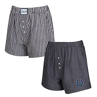 Ensemble de deux boxers à rayures et imprimés unis pour femme Concepts Sport Charcoal Indianapolis Colts