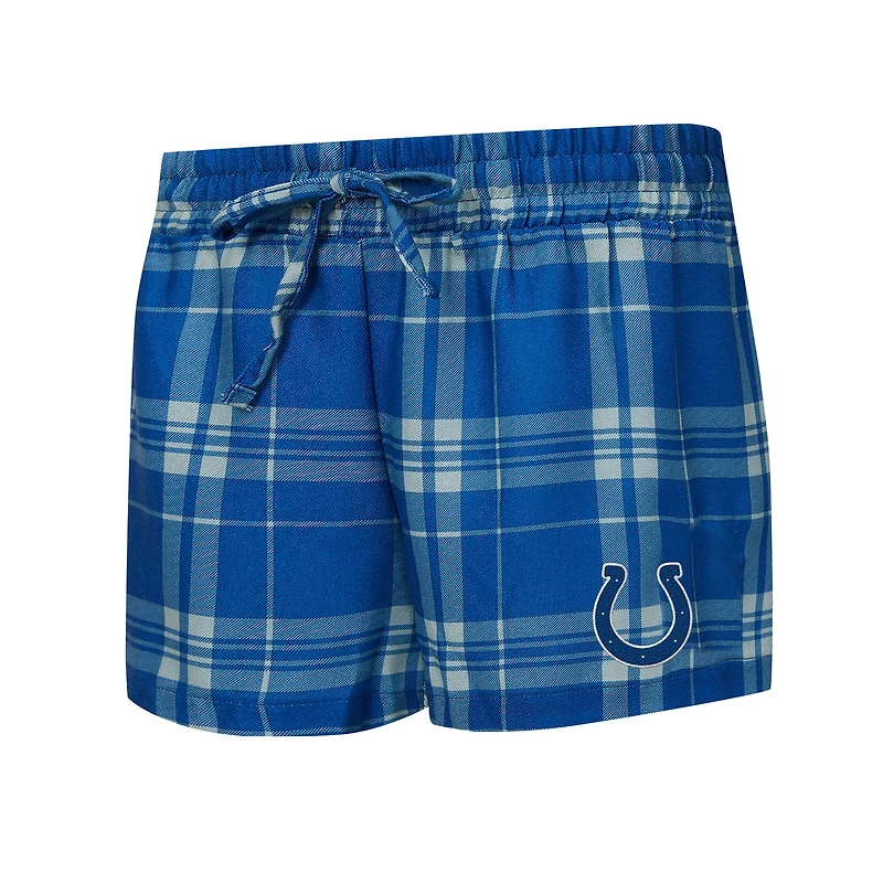Women's Concepts Sport  Heather Gray/Royal Indianapolis Colts Regulate Plaid Long-Sleeve T-Shirt & Shorts Sleep Set
