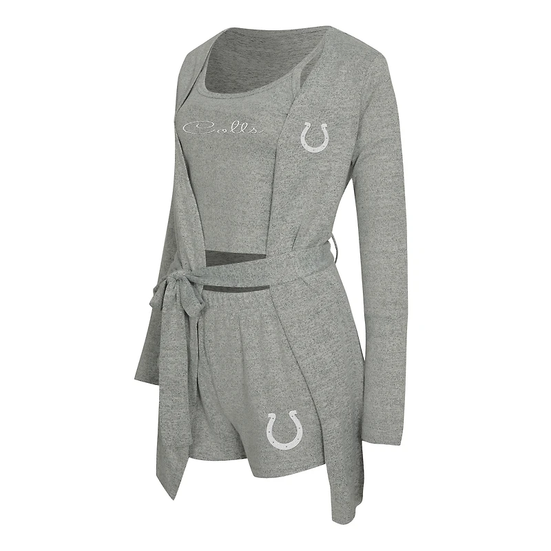 Women's Concepts Sport  Heather Gray Indianapolis Colts Rigor Tank, Short & Robe Set