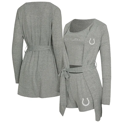 Women's Concepts Sport  Heather Gray Indianapolis Colts Rigor Tank, Short & Robe Set