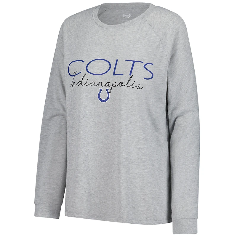 Ensemble t-shirt à manches longues et short raglan pour femme Concepts Sport Royal/Gray Indianapolis Colts Petition
