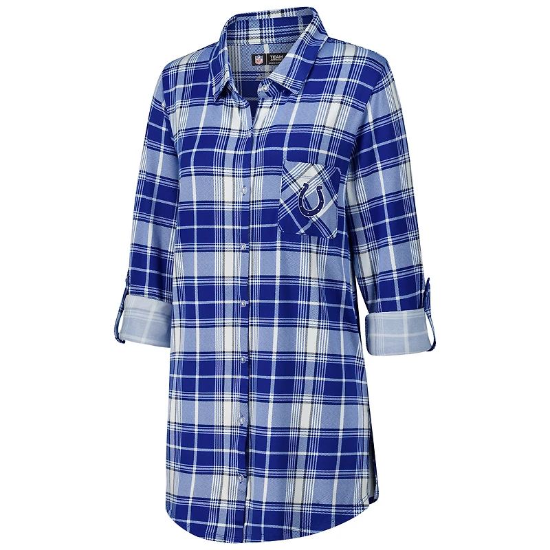 Women's Concepts Sport Royal Indianapolis Colts Ashford Plaid Knit Nightshirt
