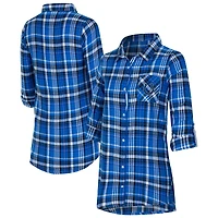 Women's Concepts Sport Royal Indianapolis Colts Laney Plaid Tri-Blend Full-Button Nightshirt