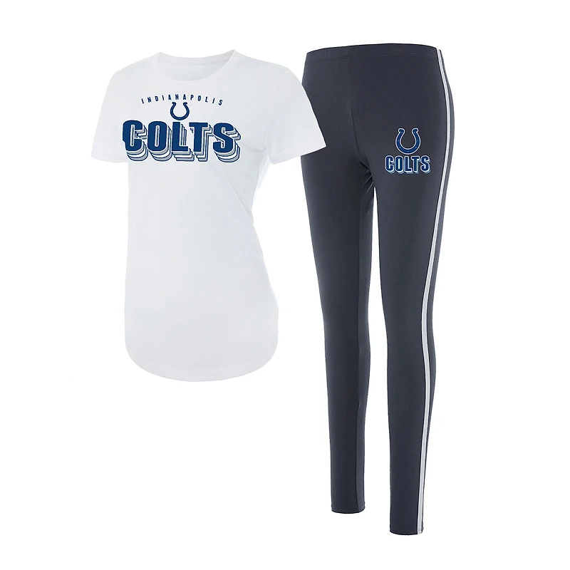 Women's Concepts Sport White/Charcoal Indianapolis Colts Sonata Short Sleeve Top & Leggings Set