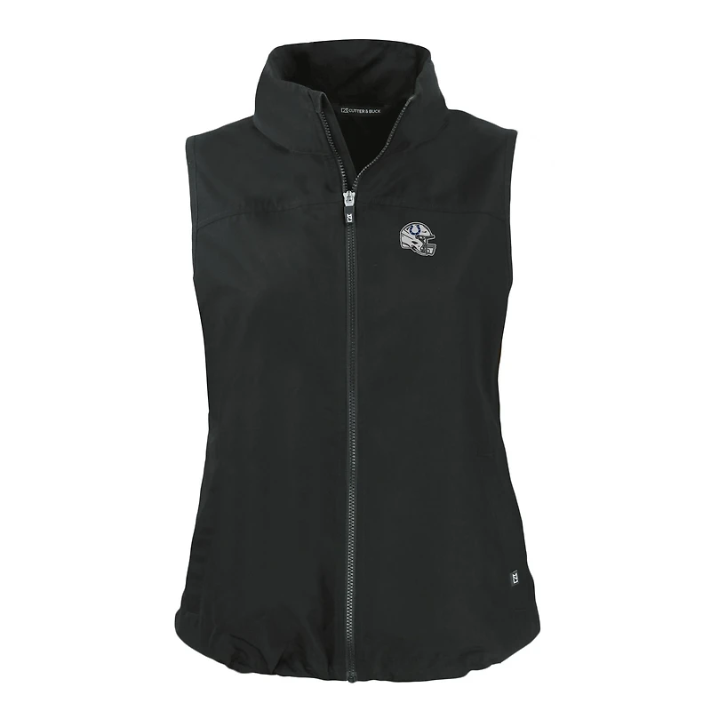 Women's Cutter & Buck Black Indianapolis Colts Helmet Logo Charter Eco Recycled Full-Zip Vest