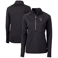 Women's Cutter & Buck Black Indianapolis Colts Throwback Logo Adapt Eco Knit Stretch Recycled Half-Zip Pullover Top