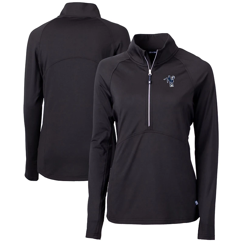 Women's Cutter & Buck Black Indianapolis Colts Throwback Logo Adapt Eco Knit Stretch Recycled Half-Zip Pullover Top