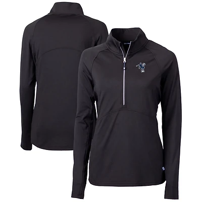 Women's Cutter & Buck Black Indianapolis Colts Throwback Logo Adapt Eco Knit Stretch Recycled Half-Zip Pullover Top