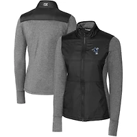 Veste coupe-vent matelassée zippée intégrale Cutter & Buck noire pour femme, ornée du logo rétro des Indianapolis Colts.