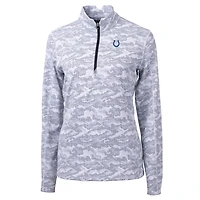 Women's Cutter & Buck Charcoal Indianapolis Colts Traverse Camo Print Stretch Quarter-Zip Pullover Top