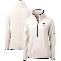 Veste polaire demi-zippée en sherpa écologique Americana Cascade des Indianapolis Colts pour femme Cutter & Buck Cream