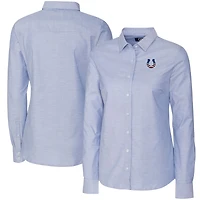 Chemise boutonnée à manches longues en tissu Oxford extensible bleu clair pour femme, Cutter & Buck, Indianapolis Colts