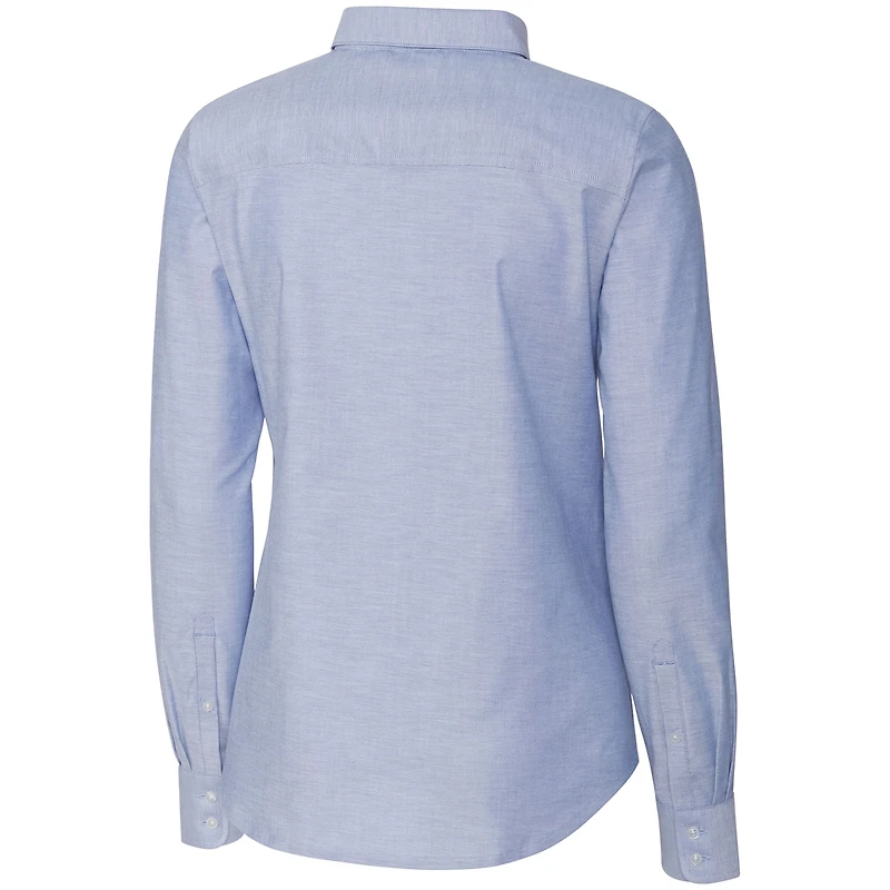 Chemise boutonnée à manches longues en tissu Oxford extensible bleu clair pour femme, Cutter & Buck, Indianapolis Colts
