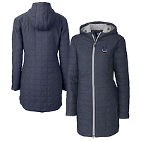 Women's Cutter & Buck Navy Indianapolis Colts Americana Rainier PrimaLoft® Eco Insulated Full-Zip Hooded Long Coat