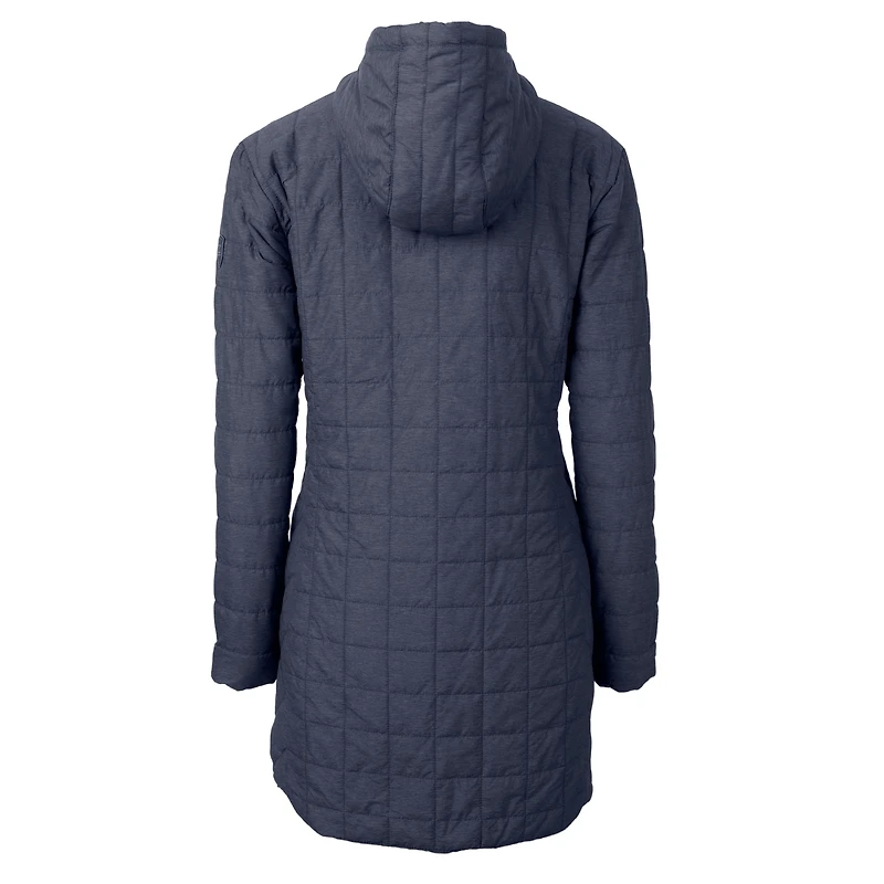 Women's Cutter & Buck Navy Indianapolis Colts Americana Rainier PrimaLoft® Eco Insulated Full-Zip Hooded Long Coat