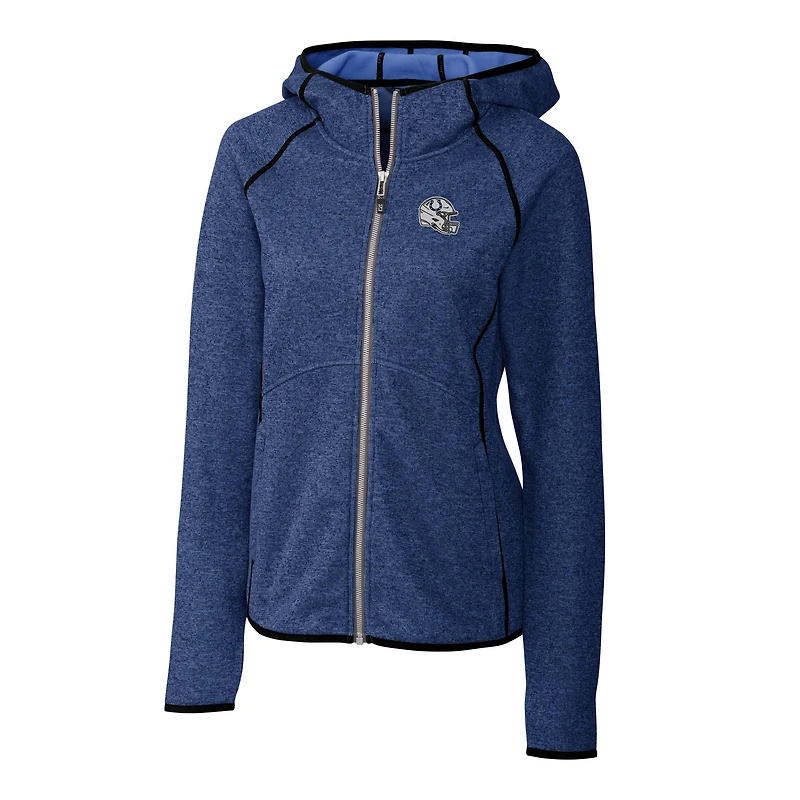 Women's Cutter & Buck  Royal Indianapolis Colts Helmet Logo Mainsail Sweater-Knit Full-Zip Hoodie