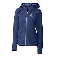Women's Cutter & Buck  Royal Indianapolis Colts Helmet Logo Mainsail Sweater-Knit Full-Zip Hoodie
