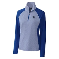 Pull zippé demi-hauteur Cutter & Buck Royal Indianapolis Colts pour femme, logo rétro, rayures ton sur ton, extensible.