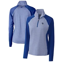 Pull zippé demi-hauteur Cutter & Buck Royal Indianapolis Colts pour femme, logo rétro, rayures ton sur ton, extensible.