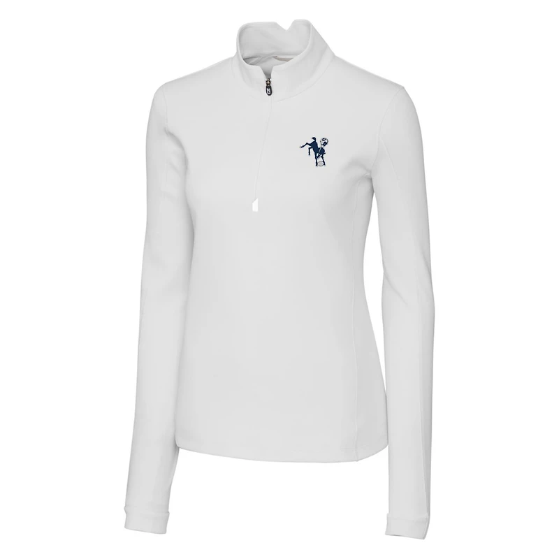 Women's Cutter & Buck White Indianapolis Colts Throwback Logo Traverse Stretch Quarter-Zip Pullover Top