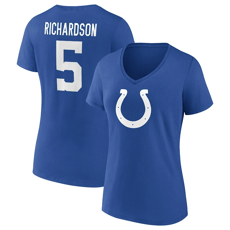 Fanatics pour femmes Anthony Richardson Royal Indianapolis Colts Icon Name & Number T-shirt à col en V