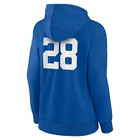Sweat à capuche col en V Fanatics pour femmes, modèle Jonathan Taylor Royal Indianapolis Colts, avec nom et numéro de joueur emblématique
