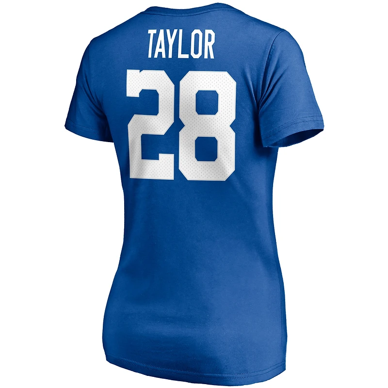 Fanatics pour femmes Jonathan Taylor Royal Indianapolis Colts Player Icon Nom et numéro T-shirt à col en V