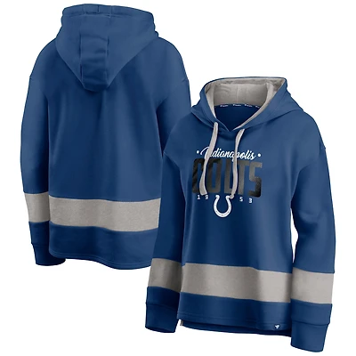 Sweat à capuche en polaire color block Huddle Up Fundamental Indianapolis Colts Royal/Gris Fanatics pour femme