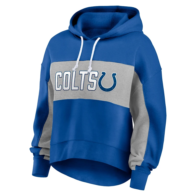 Women's Fanatics Royal/Heather Gray Indianapolis Colts Filled Stat Sheet Pullover Hoodie