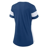 Women's Fanatics Royal/White Indianapolis Colts Team Draft Me Lace-Up Raglan T-Shirt