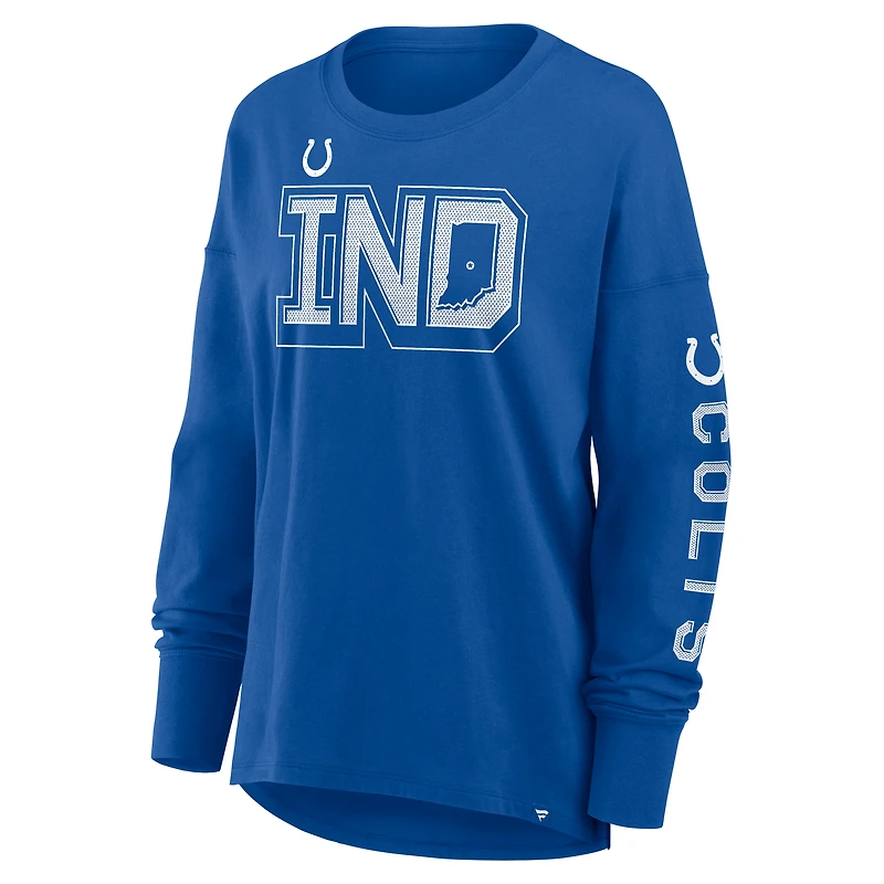 T-shirt à manches longues Fanatics Royal Indianapolis Colts Hometown Legacy pour femme