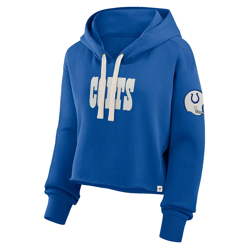 Sweat à capuche court surdimensionné Fanatics Royal Indianapolis Colts pour femme