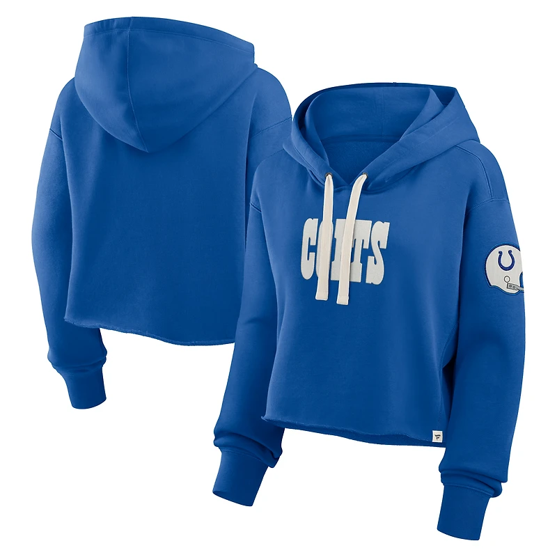 Sweat à capuche court surdimensionné Fanatics Royal Indianapolis Colts pour femme