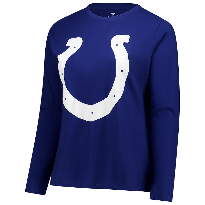 T-shirt à manches longues et col rond grande taille Fanatics Royal Indianapolis Colts pour femmes