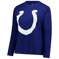 T-shirt à manches longues et col rond grande taille Fanatics Royal Indianapolis Colts pour femmes
