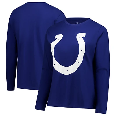 T-shirt à manches longues et col rond grande taille Fanatics Royal Indianapolis Colts pour femmes