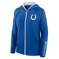 Women's Fanatics Royal Indianapolis Colts Redzone End Around Pass Raglan Full-Zip Hoodie