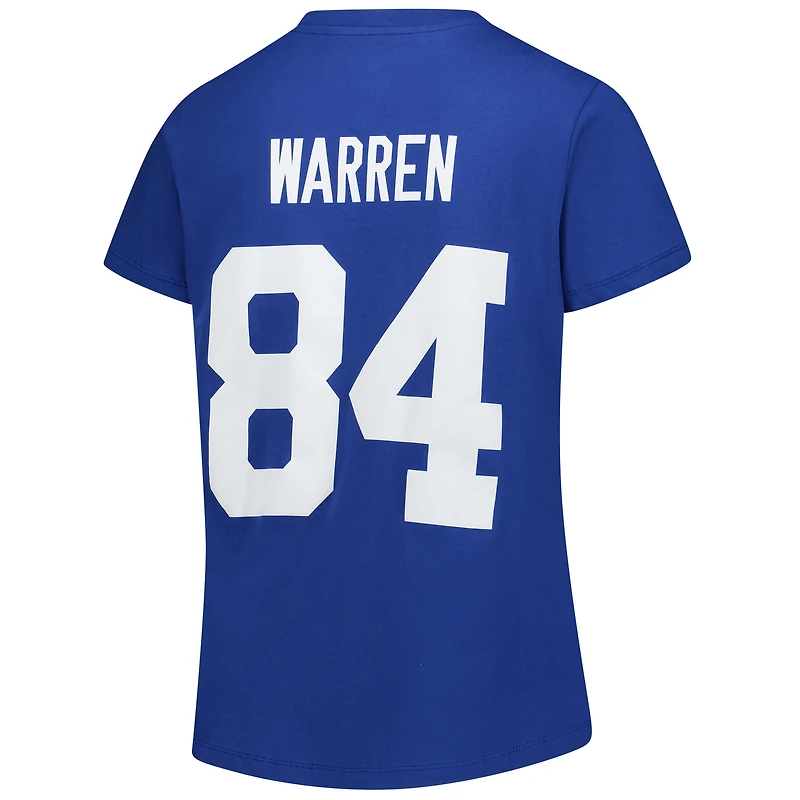 T-shirt à col en V pour femmes Fanatics Tyler Warren Royal Indianapolis Colts, grandes tailles, nom et numéro