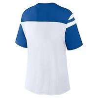 Haut court tendance fanatique blanc/bleu royal Indianapolis Colts Cheer Chant pour femme