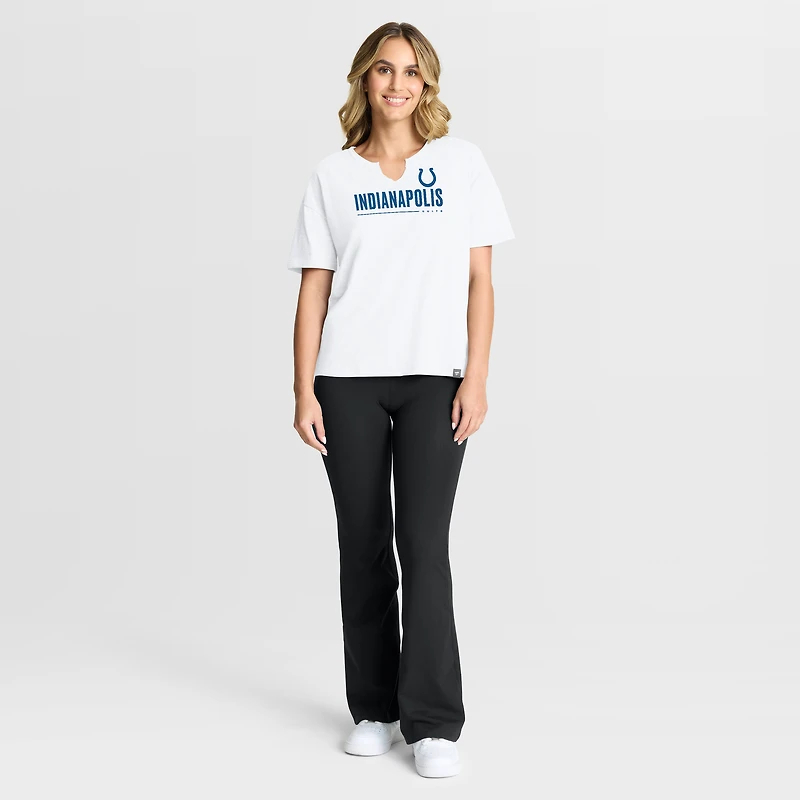 T-shirt boxy blanc fanatique pour femme des Indianapolis Colts Redzone