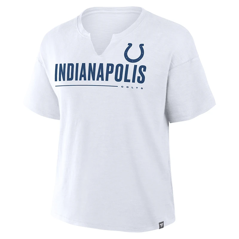 T-shirt boxy blanc fanatique pour femme des Indianapolis Colts Redzone