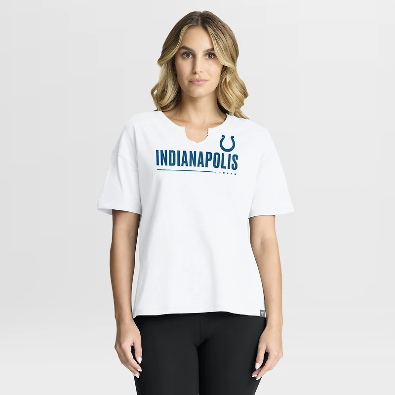 T-shirt boxy blanc fanatique pour femme des Indianapolis Colts Redzone
