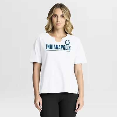 T-shirt boxy blanc fanatique pour femme des Indianapolis Colts Redzone
