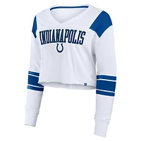 Women's Fanatics  White Indianapolis Colts Stretch Cropped Fashion Long Sleeve T-Shirt