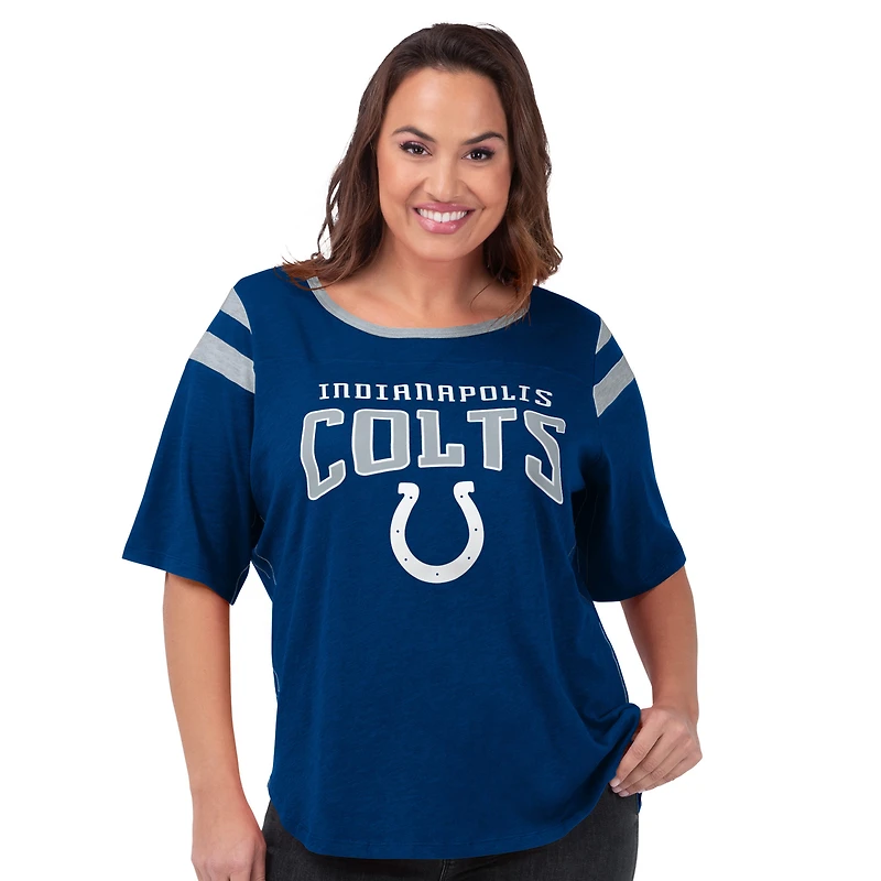 Women's G-III 4Her by Carl Banks Royal Indianapolis Colts Plus Linebacker T-Shirt
