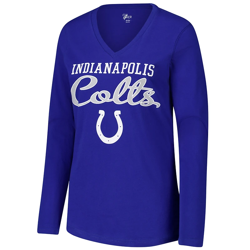 T-shirt à manches longues et col en V G-III 4Her de Carl Banks pour femme des Royal Indianapolis Colts