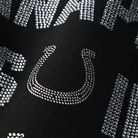 Women's Gameday Couture Black Indianapolis Colts Oversized Hype Era Rhinestone Text Sweatshirt