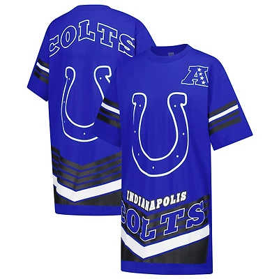 Robe t-shirt vintage Perfect Score pour femme, motif Royal Indianapolis Colts, couture Gameday