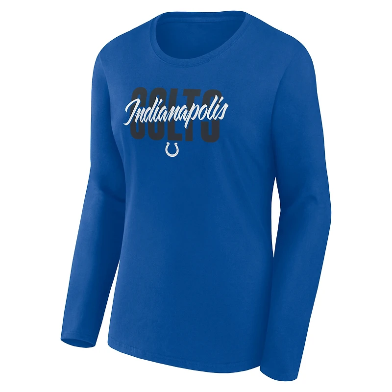 Women's Logo Athletic Royal Indianapolis Colts Grip Long Sleeve T-Shirt